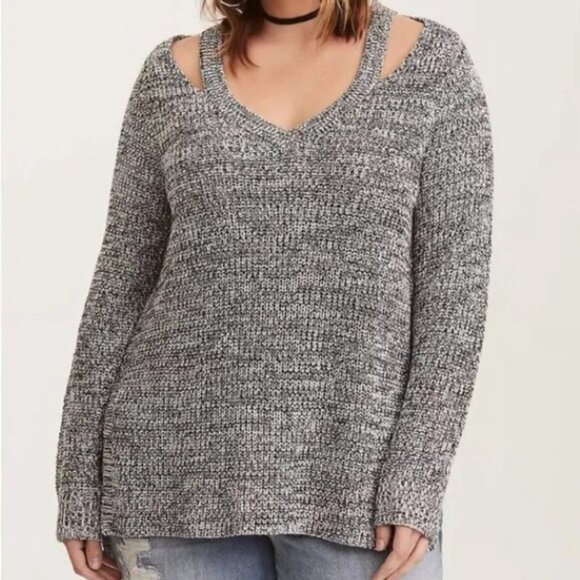 torrid Sweaters - Torrid Cutout Shoulder Gray Sweater
